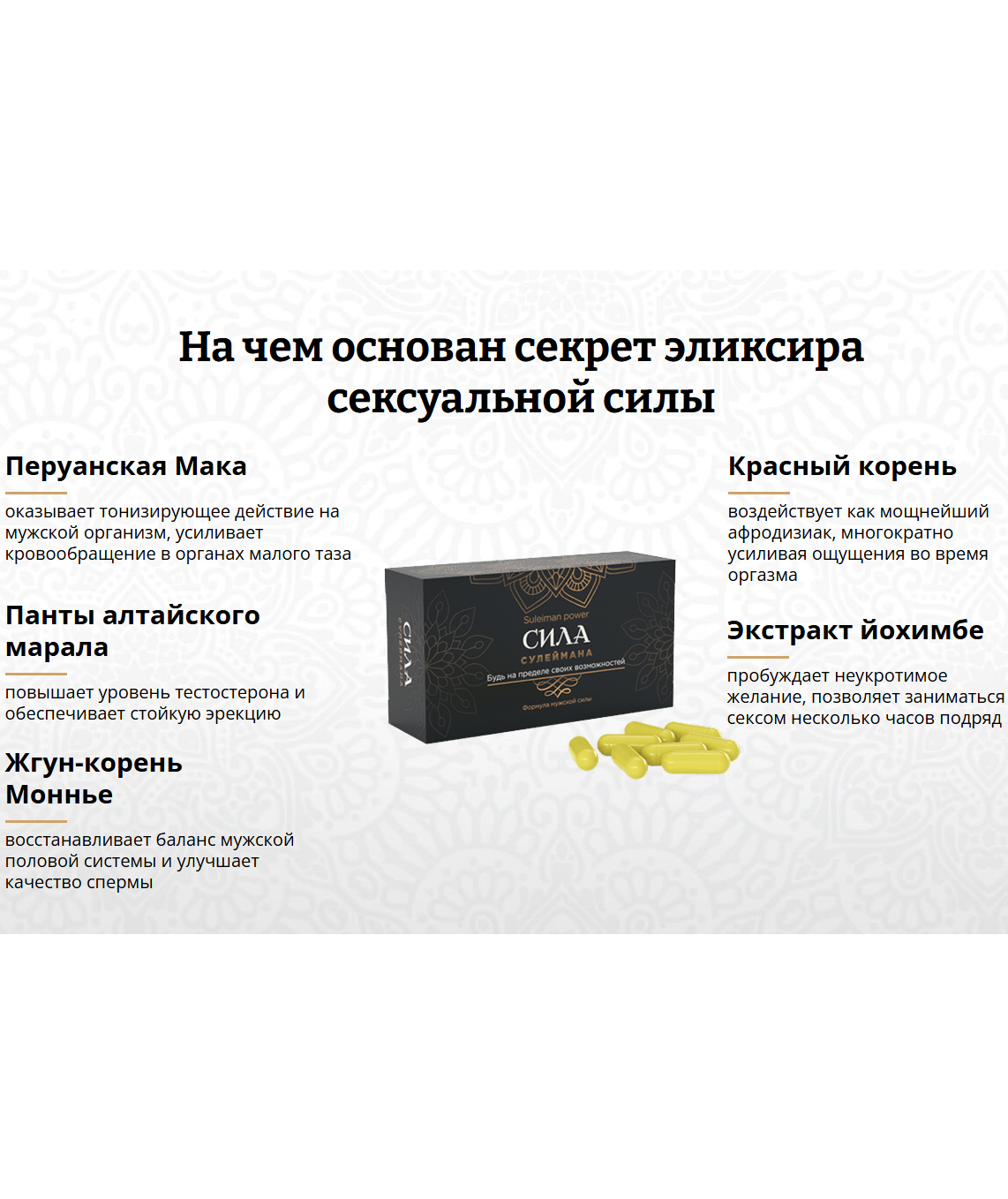 Купить Силу Сулеймана - цена таблеток для потенции