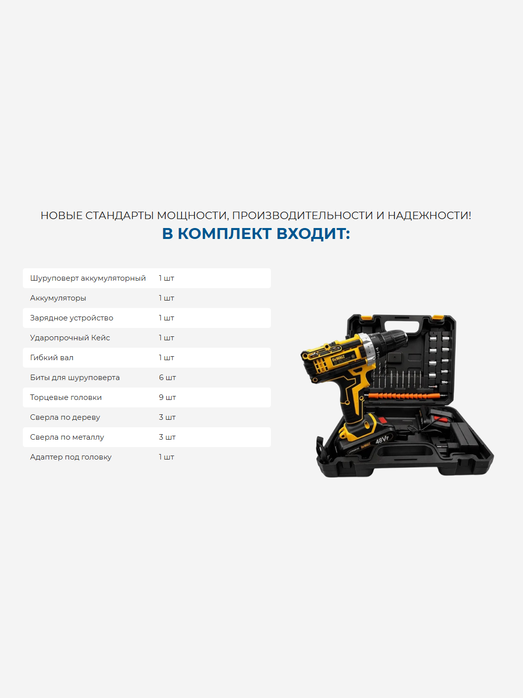 Профессиональный шуруповерт DeWalt 12V набор