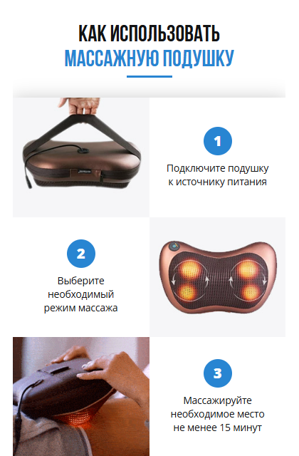 Функциональная массажная подушка для спины и шеи