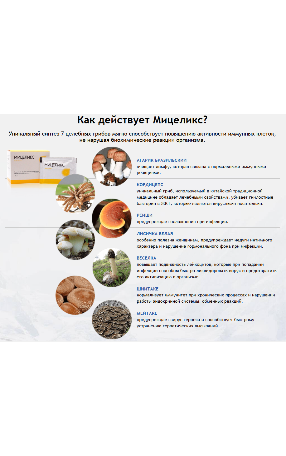 Средство для иммунитета Мицеликс саше — укрепление иммунной системы