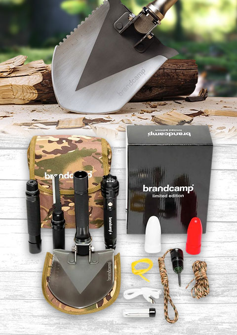 Многофункциональная лопата Brandcamp для выживания с множеством встроенных инструментов